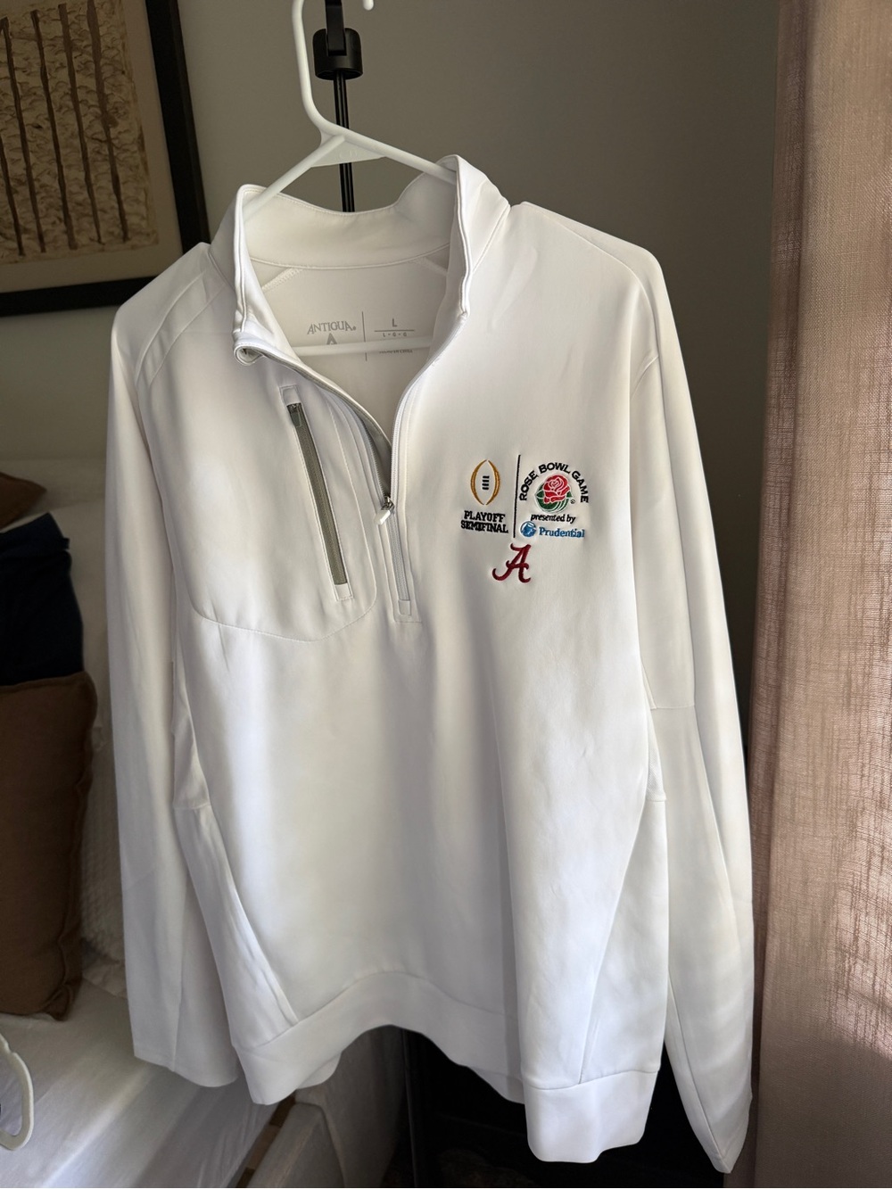Alabama White Quarter-Zip Pullover Sweatshirt with Embroidered Logos